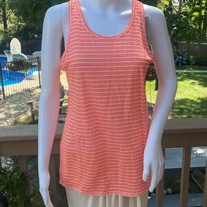 Linen J.Crew tank top size medium pretty shade of neon orange with beige stripes